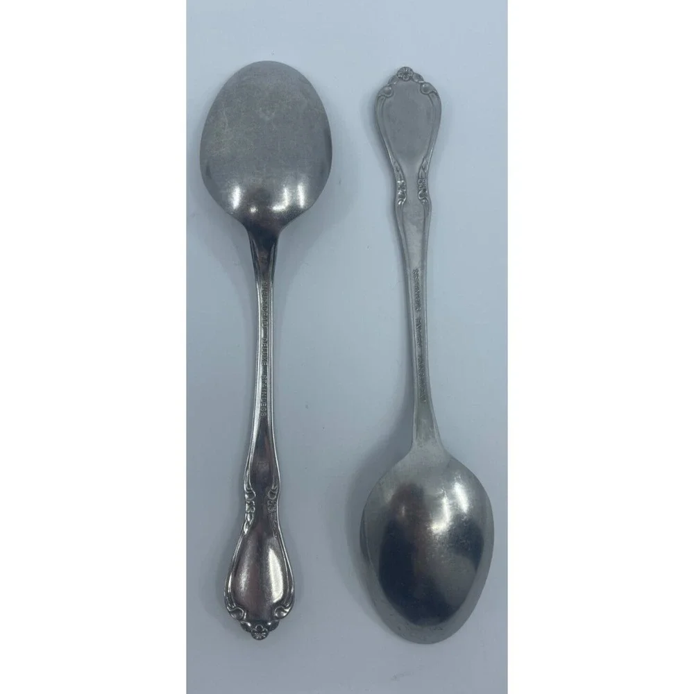 Oneida Chateau Set of 2 Soup Spoons Oneidacraft Deluxe Stainless Flatware 7